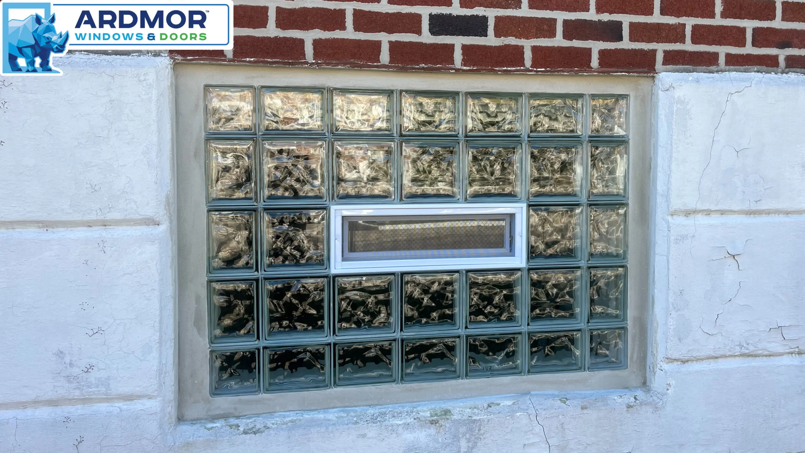 Frosted Pattern Glass Block Window